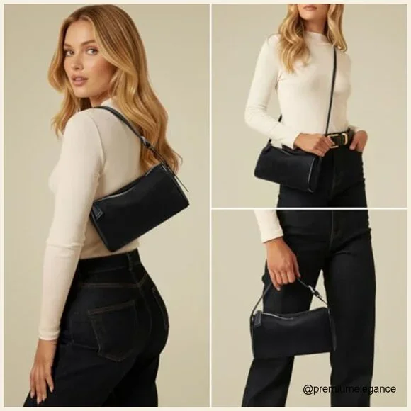 Small Barrel Hobo Bag with Adjustable Strap for Work Travel - Picture 2 of 7